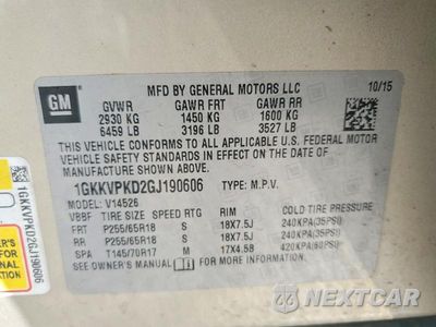 Zdjęcie 13 z 13 samochodu: 2016 GMC ACADIA SLE VIN:1GKKVPKD2GJ190606 - miniatura