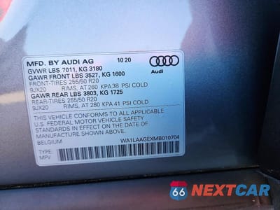 Zdjęcie 13 z 13 samochodu: 2021 AUDI E-TRON PREMIUM PLUS VIN:WA1LAAGEXMB010704 - miniatura