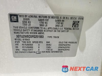 Zdjęcie 13 z 13 samochodu: 2015 GMC SIERRA K1500 DENALI VIN:3GTU2WEC6FG251563 - miniatura
