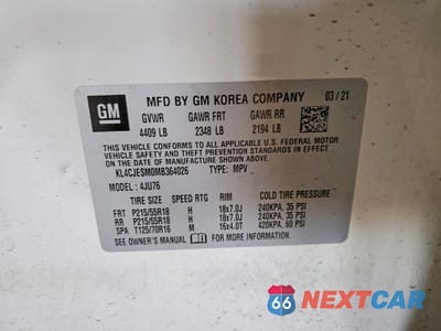 Zdjęcie 12 z 12 samochodu: 2021 BUICK ENCORE PREFERRED VIN:KL4CJESM0MB364026 - miniatura
