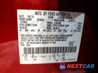 Zdjęcie 13 z 13 samochodu: 2011 FORD EDGE LIMITED VIN:2FMDK4KC3BBA11145 - miniatura