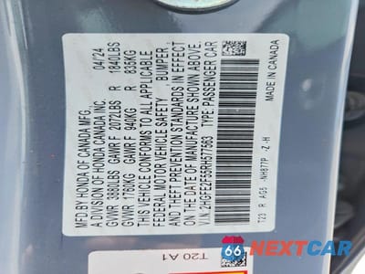 Zdjęcie 12 z 12 samochodu: 2024 HONDA CIVIC SPORT VIN:2HGFE2F55RH577563 - miniatura
