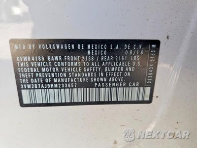 Zdjęcie 12 z 12 samochodu: 2017 VOLKSWAGEN JETTA S VIN:3VW2B7AJ9HM233657 - miniatura
