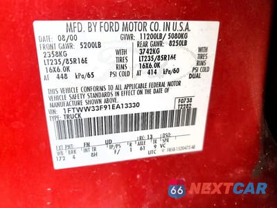Zdjęcie 13 z 13 samochodu: 2001 FORD F350 SUPER DUTY VIN:1FTWW33F91EA13330 - miniatura