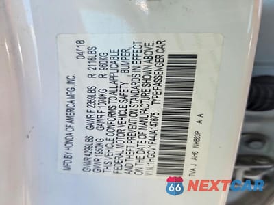 Zdjęcie 13 z 13 samochodu: 2018 HONDA ACCORD EX VIN:1HGCV1F44JA147675 - miniatura