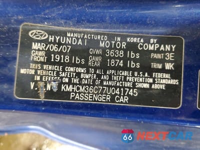 Zdjęcie 12 z 12 samochodu: 2007 HYUNDAI ACCENT GS VIN:KMHCM36C77U041745 - miniatura