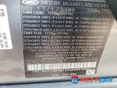 Zdjęcie 12 z 12 samochodu: 2018 LAND ROVER RANGE ROVER SUPERCHARGED VIN:SALGS5RE0JA380479 - miniatura