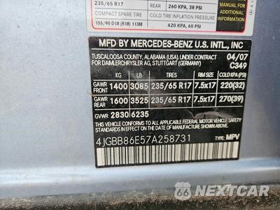 Zdjęcie 13 z 13 samochodu: 2007 MERZ ML-CLASS VIN:4JGBB86E57A258731 - miniatura