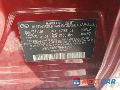 Zdjęcie 13 z 13 samochodu: 2009 HYUNDAI SONATA GLS VIN:5NPET46C79H412549 - miniatura