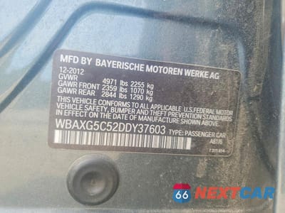 Zdjęcie 12 z 12 samochodu: 2013 BMW 528 I VIN:WBAXG5C52DDY37603 - miniatura