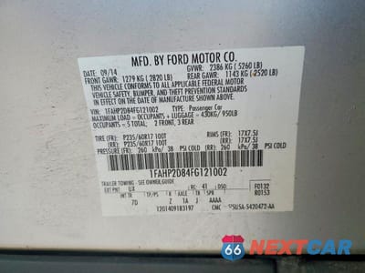 Zdjęcie 12 z 12 samochodu: 2015 FORD TAURUS SE VIN:1FAHP2D84FG121002 - miniatura