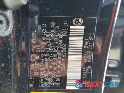 Zdjęcie 12 z 12 samochodu: 2019 LEXUS ES 300H VIN:58AB21B16KU001362 - miniatura
