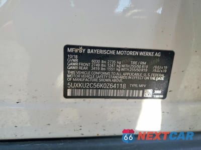 Zdjęcie 13 z 13 samochodu: 2019 BMW X6 XDRIVE35I VIN:5UXKU2C56K0Z64118 - miniatura