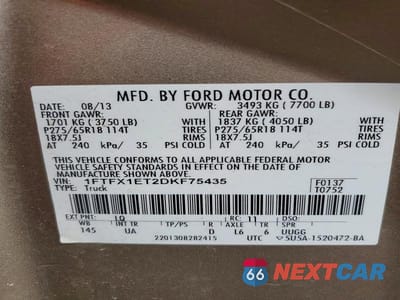Zdjęcie 12 z 12 samochodu: 2013 FORD F150 SUPER CAB VIN:1FTFX1ET2DKF75435 - miniatura
