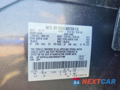 Zdjęcie 13 z 13 samochodu: 2017 FORD EDGE SEL VIN:2FMPK4J94HBB47196 - miniatura
