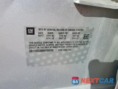 Zdjęcie 12 z 12 samochodu: 2017 CHEVROLET IMPALA LT VIN:2G1105S38H9184199 - miniatura