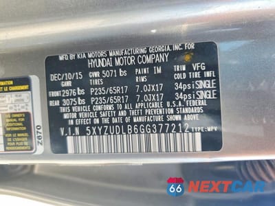 Zdjęcie 13 z 13 samochodu: 2016 HYUNDAI SANTAFE VIN:5XYZUDLB6GG377212 - miniatura