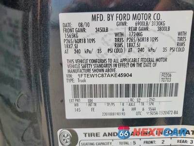 Zdjęcie 13 z 13 samochodu: 2010 FORD F150 SUPERCREW VIN:1FTEW1C87AKE45904 - miniatura