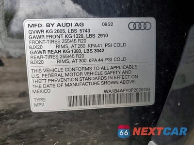 Zdjęcie 12 z 12 samochodu: 2023 AUDI SQ5 PREMIUM PLUS VIN:WA1B4AFY0P2026784 - miniatura