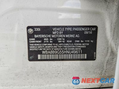 Zdjęcie 13 z 13 samochodu: 2017 BMW 330 I VIN:WBA8B9G55HNU49611 - miniatura