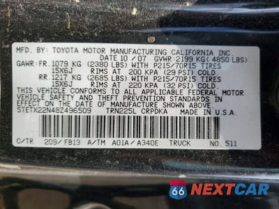 Zdjęcie 12 z 12 samochodu: 2008 TOYOTA TACOMA ACCESS CAB VIN:5TETX22N48Z496509 - miniatura