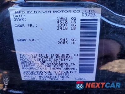 Zdjęcie 12 z 12 samochodu: 2024 NISSAN ALTIMA 2.5 SV VIN:1N4BL4DV5RN326461 - miniatura