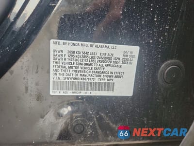 Zdjęcie 13 z 13 samochodu: 2019 HONDA PILOT TOURING VIN:5FNYF6H61KB078773 - miniatura