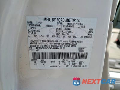 Zdjęcie 13 z 13 samochodu: 2010 FORD ESCAPE XLT VIN:1FMCU9DG3AKB42826 - miniatura