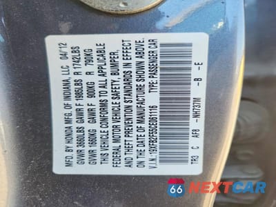 Zdjęcie 12 z 12 samochodu: 2012 HONDA CIVIC LX VIN:19XFB2F55CE061116 - miniatura