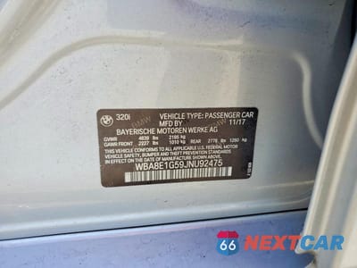 Zdjęcie 12 z 12 samochodu: 2018 BMW 320 I VIN:WBA8E1G59JNU92475 - miniatura