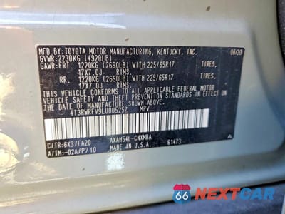 Zdjęcie 12 z 12 samochodu: 2020 TOYOTA RAV4 HYBRID XLE VIN:4T3RWRFV9LU005257 - miniatura