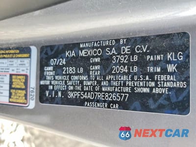 Zdjęcie 12 z 12 samochodu: 2024 KIA FORTE GT-LINE VIN:3KPF54AD7RE826577 - miniatura