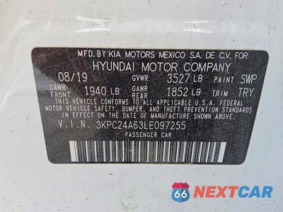 Zdjęcie 12 z 12 samochodu: 2020 HYUNDAI ACCENT SE VIN:3KPC24A63LE097255 - miniatura