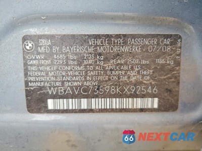 Zdjęcie 12 z 12 samochodu: 2008 BMW 328 XI SULEV VIN:WBAVC73598KX92546 - miniatura