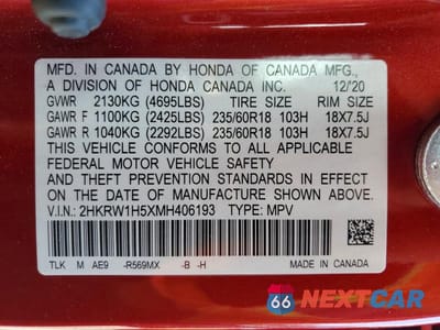 Zdjęcie 13 z 13 samochodu: 2021 HONDA CR-V EX VIN:2HKRW1H5XMH406193 - miniatura