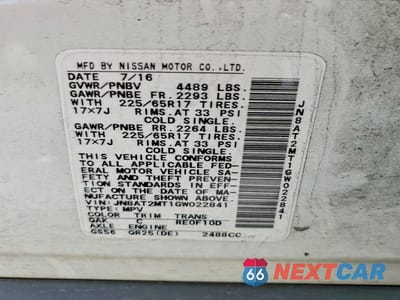 Zdjęcie 13 z 13 samochodu: 2016 NISSAN ROGUE S VIN:JN8AT2MT1GW022841 - miniatura