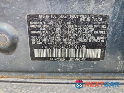 Zdjęcie 13 z 13 samochodu: 2010 SUBARU FORESTER 2.5X VIN:JF2SH6AC3AG747566 - miniatura
