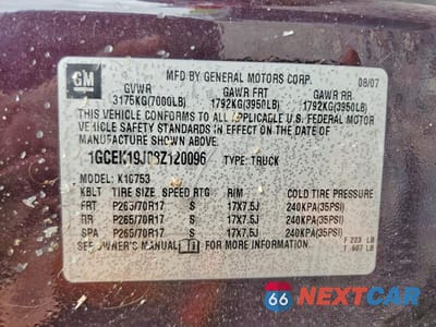 Zdjęcie 12 z 12 samochodu: 2008 CHEVROLET SILVERADO K1500 VIN:1GCEK19J08Z120096 - miniatura
