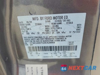 Zdjęcie 12 z 12 samochodu: 2010 FORD ESCAPE XLT VIN:1FMCU0D73AKA29955 - miniatura