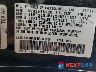 Zdjęcie 12 z 12 samochodu: 2015 HONDA CR-V EX VIN:5J6RM4H55FL042006 - miniatura