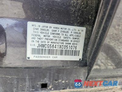 Zdjęcie 12 z 12 samochodu: 1999 HONDA ACCORD LX VIN:JHMCG5641XC051076 - miniatura
