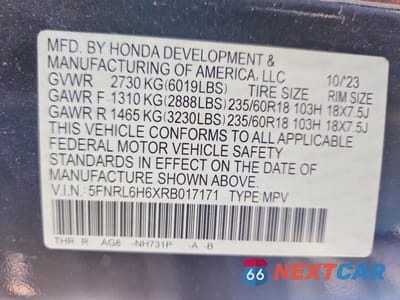 Zdjęcie 14 z 14 samochodu: 2024 HONDA ODYSSEY EXL VIN:5FNRL6H6XRB017171 - miniatura