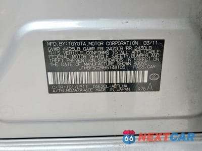Zdjęcie 12 z 12 samochodu: 2011 LEXUS IS 250 VIN:JTHBF5C29B5148105 - miniatura