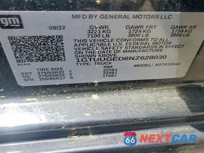 Zdjęcie 12 z 12 samochodu: 2022 GMC SIERRA K1500 DENALI VIN:1GTUUGED6NZ628030 - miniatura