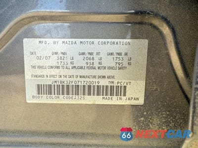 Zdjęcie 7 z 7 samochodu: 2007 MAZDA 3 I VIN:JM1BK32F071720019 - miniatura