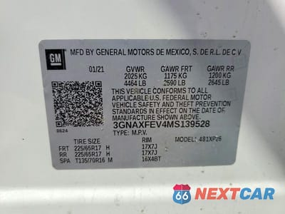 Zdjęcie 14 z 14 samochodu: 2021 CHEVROLET EQUINOX VIN:3GNAXFEV4MS139528 - miniatura