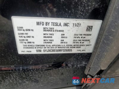 Zdjęcie 13 z 13 samochodu: 2021 TESLA MODEL X VIN:5YJXCBE58MF326805 - miniatura