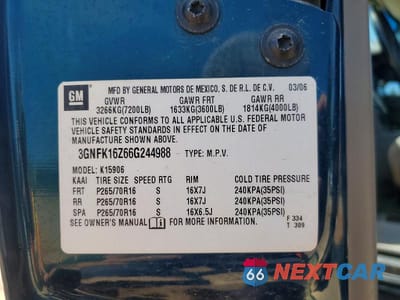 Zdjęcie 13 z 13 samochodu: 2006 CHEVROLET SUBURBAN K1500 VIN:3GNFK16Z66G244988 - miniatura