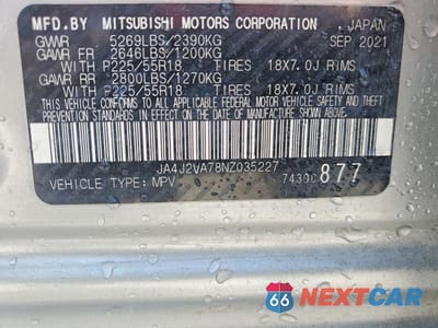 Zdjęcie 13 z 13 samochodu: 2022 MITSUBISHI OUTLANDER SEL VIN:JA4J2VA78NZ035227 - miniatura