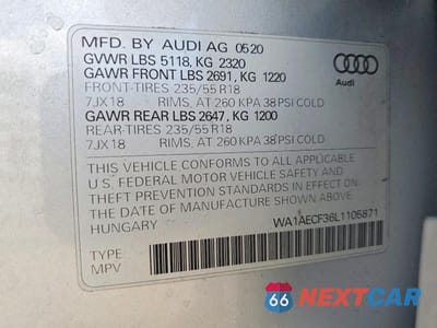 Zdjęcie 13 z 13 samochodu: 2020 AUDI Q3 PREMIUM VIN:WA1AECF36L1105871 - miniatura